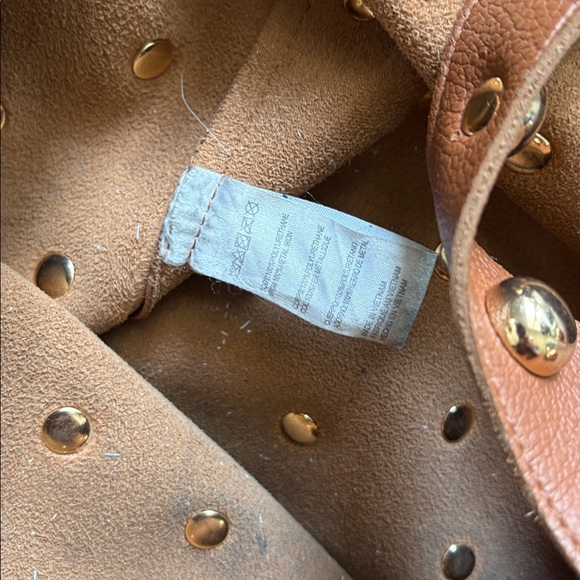 JLN Anthropologie BROWN/GOLD THE SONIA MEDIUM SLOUCHED STUDDED BAG - Picture 4 of 9